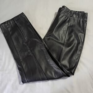 NWT Faux Leather Women's Medium Black pants Side Boot Slit Make Me Chic Side Zip